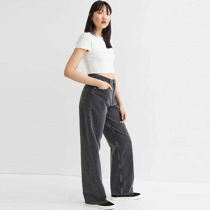 Women Grey 90s Baggy High Jeans - Vividbyte Enterprises Private